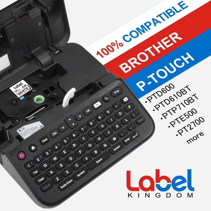 Label Kingdom 24 mm Label Tape Replacement for Brother PTouch