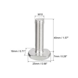 uxcell T-Slot Bolts, 5pcs M10x40mm T Slot Drop-in Stud Sliding Bolts 304 Stainless Steel T Shape Screws for T Track