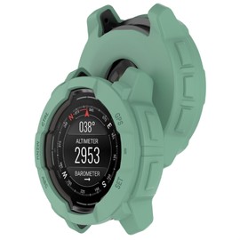 GIOPUEY Hülle Kompatibel mit Garmin Instinct 3 50mm, [2 Stück] Schutzhülle Weich TPU Silikon Schutz Case Cover - Green