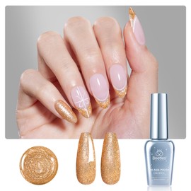 Beetles Glitter Gel Nail Polish 9ml: Gold Shimmer Sparkly Gel Polish Long-Lasting Soak Off U V LED Shiny Champagne Rose Gold Gel Polish Salon-quality, Gift for Women Girls