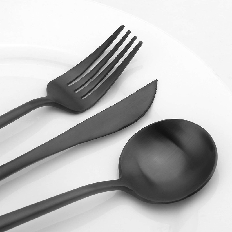 Matte Black Silverware Set, Vanys 20 Piece Stainless Steel Cutlery