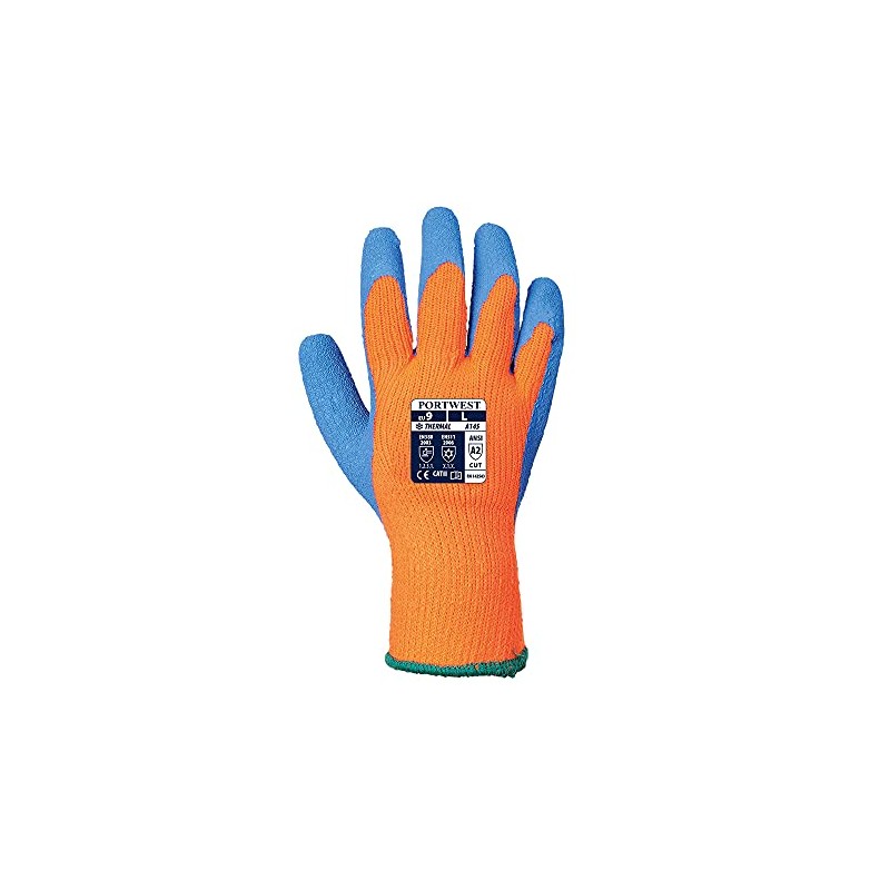 Portwest A145 Cold Protection Grip Glove - Latex Orange/Blue, Medium
