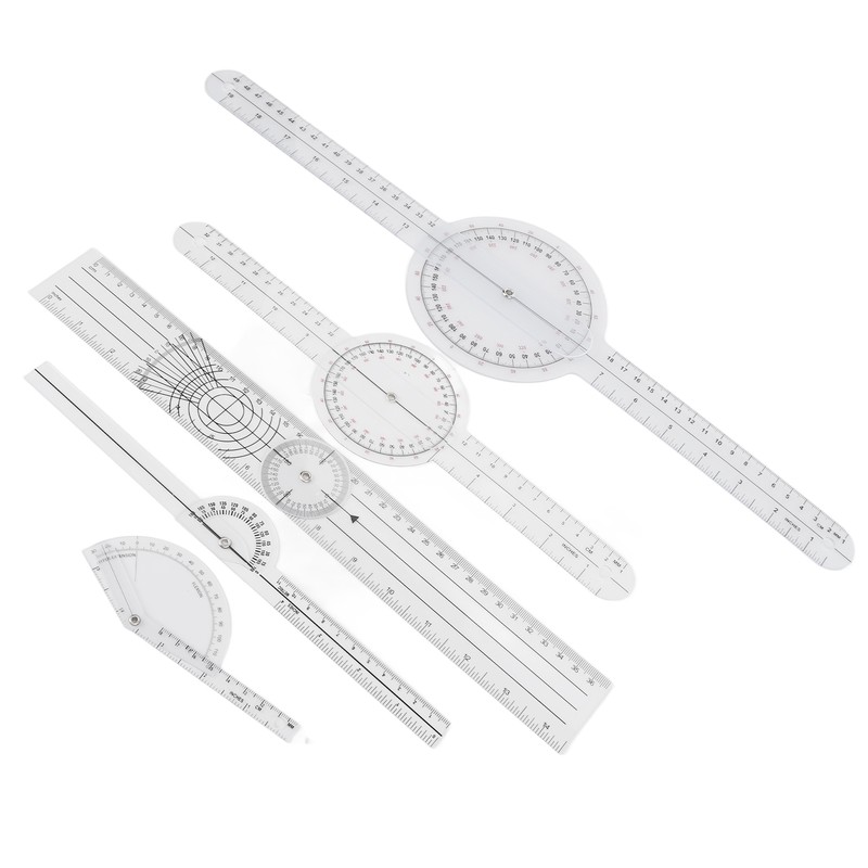 5Pcs Medical Goniometer Transparent Plastic Multifunction Joint Goniometer Set Kit