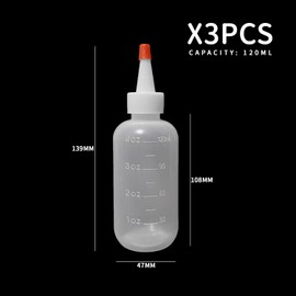 TIMJJG 3 Pack Pointed Plastic Bottles, Squeeze Applicator Bottles, Translucent Shampoo Bottles with Lids for Hairdressing Salon, Bath Accessories