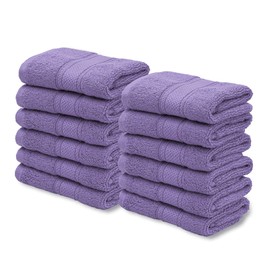 MoNiBloom 12-Piece 100% Cotton Face Wash Cloth Set for Bathroom Home Hotel Spa Gym Yoga Shower Highly Absorbent Ultra Soft Quick-Dry (Light Purple)