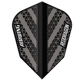 RED DRAGON Airwing Unique Moulded Black & Grey V-Standard Dart Flights 1 Set Per Pack (3 Dart Flights in total)