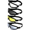 Birdz Wing Face Hugging Sky Diving Riding Airsoft Goggles with 4 Sets of Goggles, Clear, Blue, Yellow, Smoke