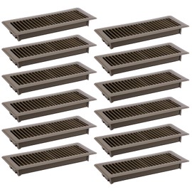 Sumnacon Pack of 12 Floor Vent Covers Metal Floor Register 4 x 12 Inch Heavy Duty Floor Vents with Adjustable Air Supply Lever, Walkable Black Vent Covers for Home Floor,Brown