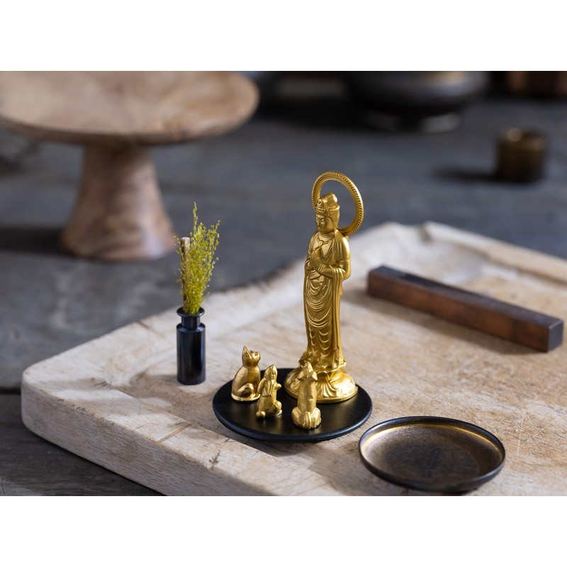 Buddha Statue Pet Kannon Bodhisattva 3.0 inches (7.7 cm) (Gold)
