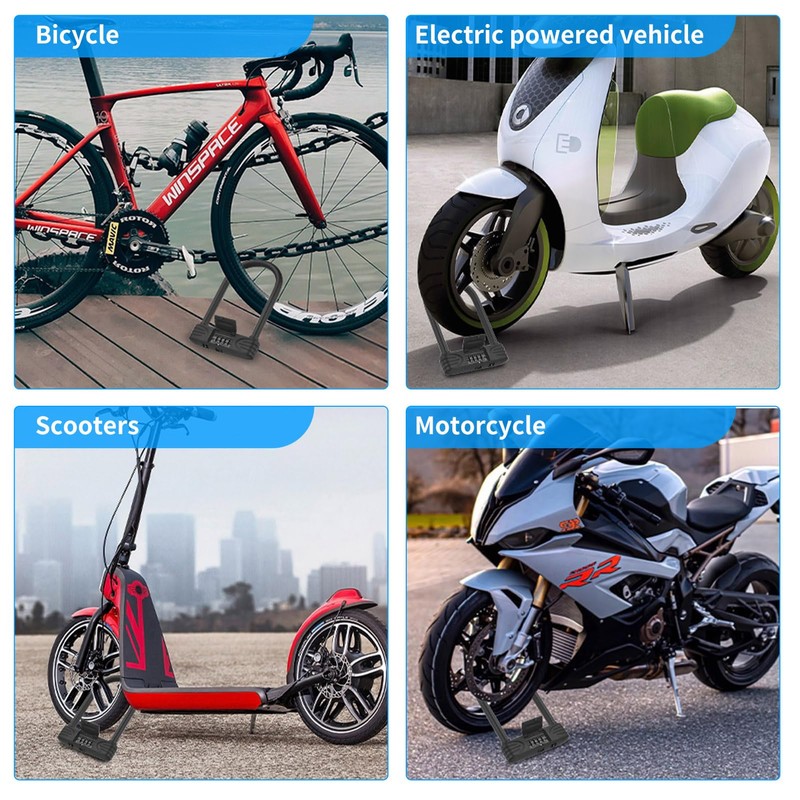 KENRONE Heavy Duty Bike U Lock, 4 Digit Combination Password