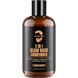 2-in-1 Beard Wash and Conditioner – Cleanse, Hydrate & Soften Dry, Coarse Beard, Beard Shampoo for a Fuller & Healthier Beard –Sandalwood Scent, 8.45 oz