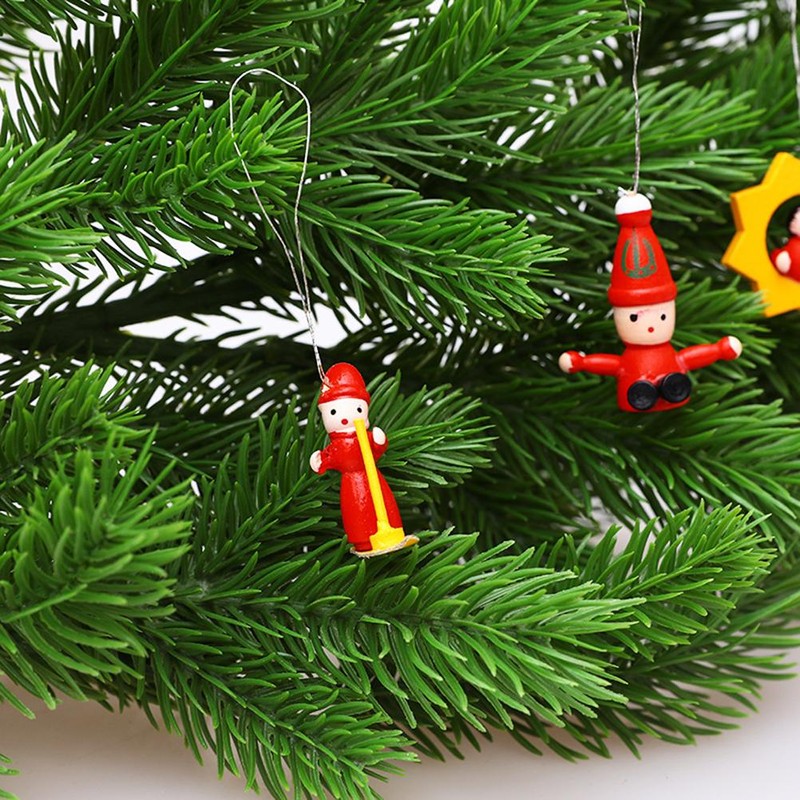 48PCS Christmas Wooden Small Pendants Christmas Decoration Christmas Tree Hanging