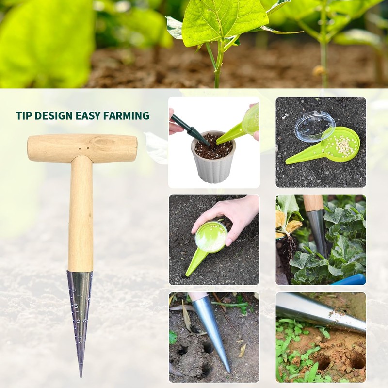 4 x Hand Dibber Gardening Tool Garden Seed Dibber Seed