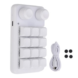 12 Keys Small Keyboard with Dual Knobs and RGB Light Type C Wired Blue Switch Programmable Macro Mechanical Keyboard