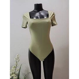 Popilush Large Shape wear Bodysuit Square Neck Sage Color