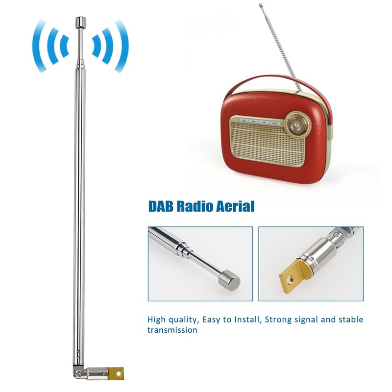 VooGenzek 3 PCS 65cm 4 Section Replacement Telescopic Aerial Antenna,