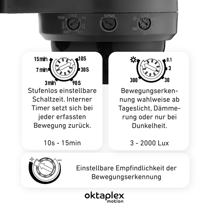 Oktaplex Mia Motion Sensor Outdoor 360 Degree Swivelling IP65 Motion
