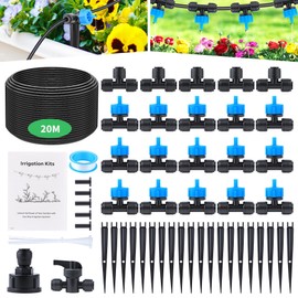 Forever Speed Irrigation System Kit,60 Pcs Drip Irrigation System,with 1/4 inch Tubing and Adjustable Nozzle Sprinkler,Automatic Watering System for Garden,Greenhouse,Lawn,Patio
