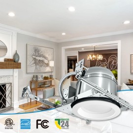 MW MWLIGHTING 6 Pack 6 Inch Shallow New Construction Recessed Lighting Housing + 6 Inch Can Lights,1000LM,5CCT,Recessed Housing with TP24 Connector and Recessed Can Lights,UL,ETL Listed