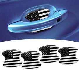 UGSHY Pack of 4 Car Handle Protector, Universal Car Door Handle Sticker, Anti Scratch Paint Protector, Automotive Exterior Accessories, for Cars Trucks SUVs (American Flag Black)