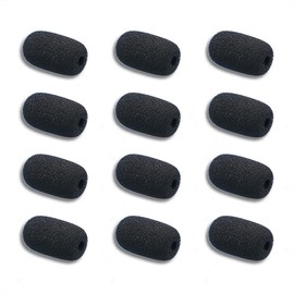 Kicada 12 Pieces Foam Windscreen for Headset Microphone, 0.2" Diameter Microphone Pop Filter Windscreen Mic Cover High Density Mini Foam Cover Shield Protection Foam Replacement for Headset Mic(Black)