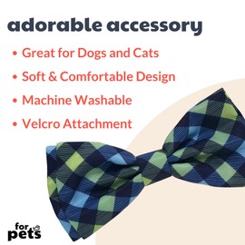 Huxley & Kent Bow Tie for Pets | Navy Check (Small) | Bow Tie Collar Attachment | Fun Bow Ties for Dogs & Cats | Cute, Comfortable, and Durable | H&K Bow Tie