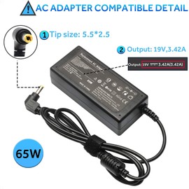 Galaxy Bang Ac Adapter Charger Replacement for Toshiba Tecra Z40-A1402 PT44GU-01C003; Toshiba Tecra Z40-A1401 PT44GU-00W003; Toshiba Satellite S75-A7344 PSKN2U-01U050