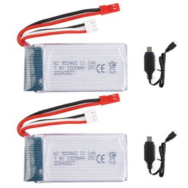 SWARK Lithium Polymer Battery (Pack of 2) 7.4V 1500mAh 903462 Rechargeable Battery Pack with Wire JST Connector for Speaker and Wireless Device- Confirm Device & Connector Polarity Before Purchase