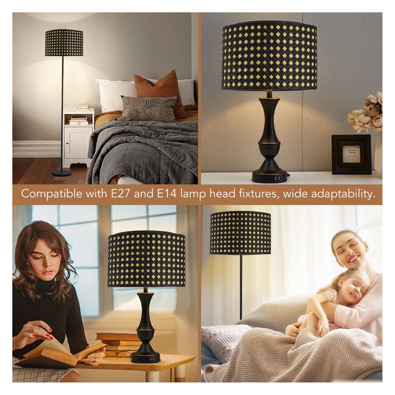 Lampshade Oval Shaped Hollow Metal Carved Compatible E27 E14 Caliber