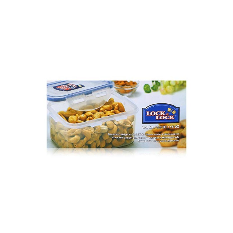 Lock & Lock HPL807 Frischhaltebox, rechteckig, 470 ml, 4 Stück