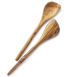 Forest Decor Wooden Cooking Spoons, Set of 2, Natural Wood, Kitchen Utensils for Preparing and Serving Soup, Pasta, Sauces and Food, Kitchenware, Handmade in Germany