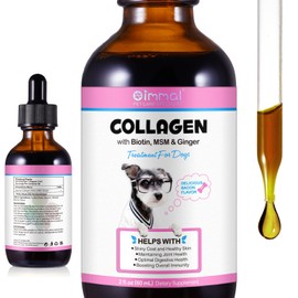Collagen for Dogs, Natural Liquid Collagen Drops for Dogs Supports Skin and Joint Health, Dog Liquid Collagen Drops with Biotin, MSM & Ginger,Collagen Supplement for Dogs,Bacon Flavor, 2.02oz