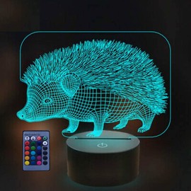 Optical Illusion 3D Hedgehog Night Light 16 Colors Changing USB Power Remote Control Touch Switch Decor Lamp LED Table Desk Lamp