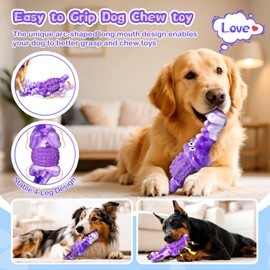 BellaWagg Squeaky Dog Chew Toys for Aggressive Chewers - Tough Crocodile Chew Toy for Small Medium Large Dogs, Dental Cleaning & Anxiety Relief, Boredom Buster (Purple)