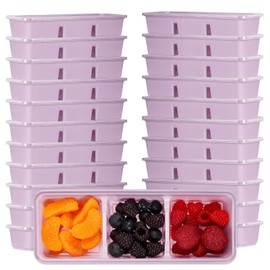 Hushee 10 Pack 17 oz Small Meal Prep Containers with 3 Compartments Snack Containers with Lid Disposable Plastic Bento Box Travel Lunch Food Boxes Stackable for Office Picnic (Purple)