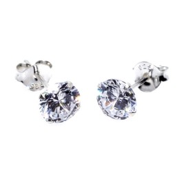 Arranview Jewellery 6 mm CZ solitaire stud earrings in sterling silver