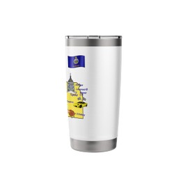 Hand Drawn Illustration of Kansas Map, Tourist Destinations Stainless Steel Insulated Tumbler