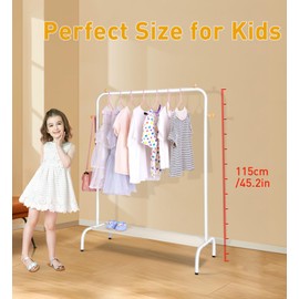 GwJI5do Kids Clothing Rack - Garment Rack with Bottom Storage Shelf for Children, Small Baby, & Toddler, Clothes Organizer, Shirts, Dresser, Hat, Backpack, Bedroom, White
