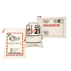 3 Pack - Santa Bag Gift Bags, 19 X 25 inch for Large Gifts and Decoration, Reusable, Christmas Photo Props