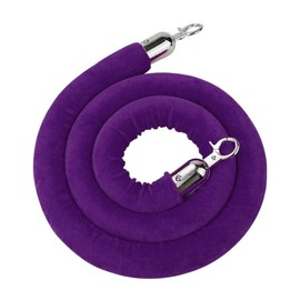 6.5 Feet Purple Velvet Hanging Ropes with Silver Polished Hooks Crowd Control Stanchion Ropes fit for Movie Theaters,Church,Restaurants,Hotels,Grand Openings, Concert venues, Trade Shows (1PCS)