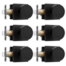 goldenwarm Black Door Knobs Interior, Privacy Matte Black Interior Door Knobs, Heavy Duty Zinc-Alloy Indoor DoorKnob for Bedroom, Bathroom, 6 Pack