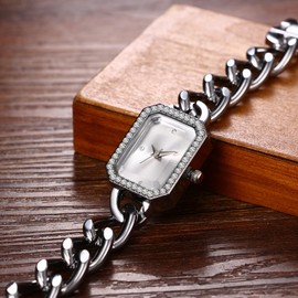 Avaner Women's Square Bracelet Watches: Analog Quartz Rhinestones Adjustable Wrist Watches for Women Ladies