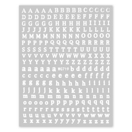 Nails Stickers Nas-018 Alphabet Serif English Letters [White] Nail Sticker Nail Art Self Nail Decoration [1 Sheet] Glitter Puffy Round