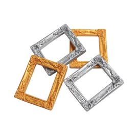 Acxico 4Pcs Mini House Miniature 1:12 Scale Resin Silver Picture Frame 6cm 4.8cm