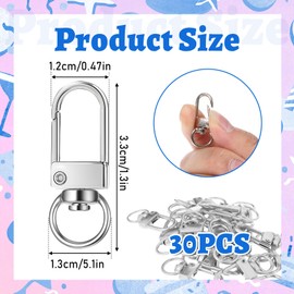 Pack of 30 Key Chain Carabiners, Carabiner Key Fob Make Yourself Made of Metal, Key Chain Crafts, 360° Swivel for Key Chain, DIY, Crafts