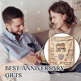 Einanmut 10th Anniversary Wedding Gifts for Wife, Couples Gifts Blanket,10th Wedding Anniversary Birthday Gifts for Wife from Husband, Anniversary Present for Girlfriend,Ten Years for Her
