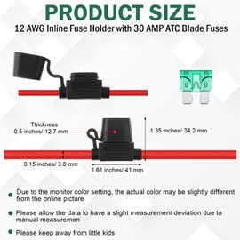 Shimeyao 48 Pcs Inline Fuse Holder Waterproof Automotive Replacement with ATC Blade Fuses for Car Truck Motorcycle Boat (12 Awg with 30 A)