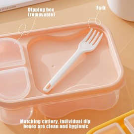 HOSTK Lunch Box, Leak-Proof Bento Box for Adult, Lunch Container with Sauce Vontainers & Fork, Salad Bowls Container for Salad Toppings, Microwave & Dishwasher & Freezer Safe (Yellow)