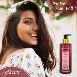 Flocare Red Onion Oil Hair Conditioner for smooth silky strong hair enriched with Ginger Extract, Argan Oil, Almond Oil & Vitamin E