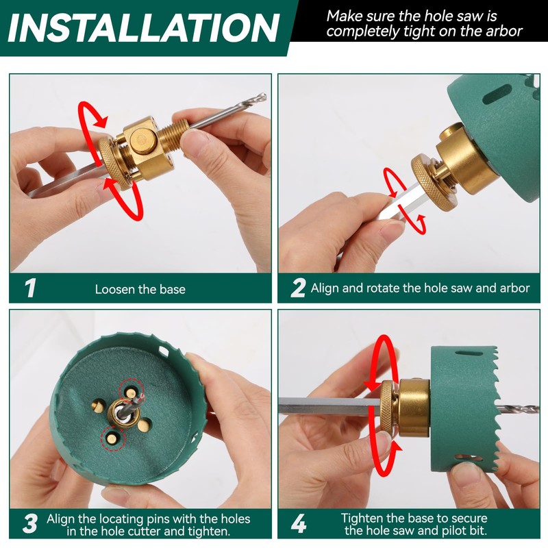 Quick Release Hole Saw Arbor with 3/8" Shank, Includes 2